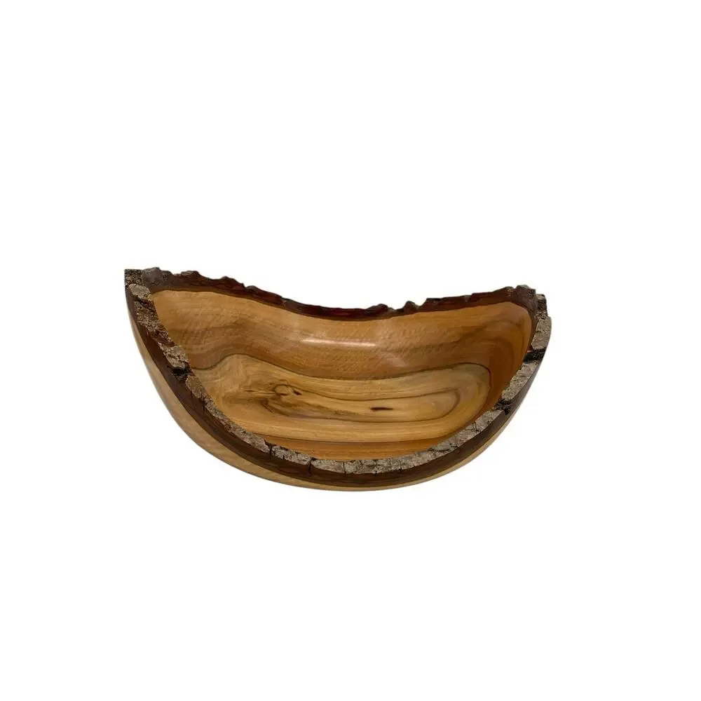 Hand Carved English Walnut Live Edge Bowl Signed Carl Ruhle
